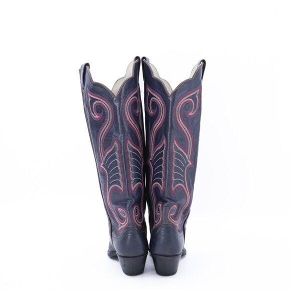 Cowgirl Boots Vintage Purple Western Tall 1970s Decorated Cowboy Boots Leather - Picture 7 of 12